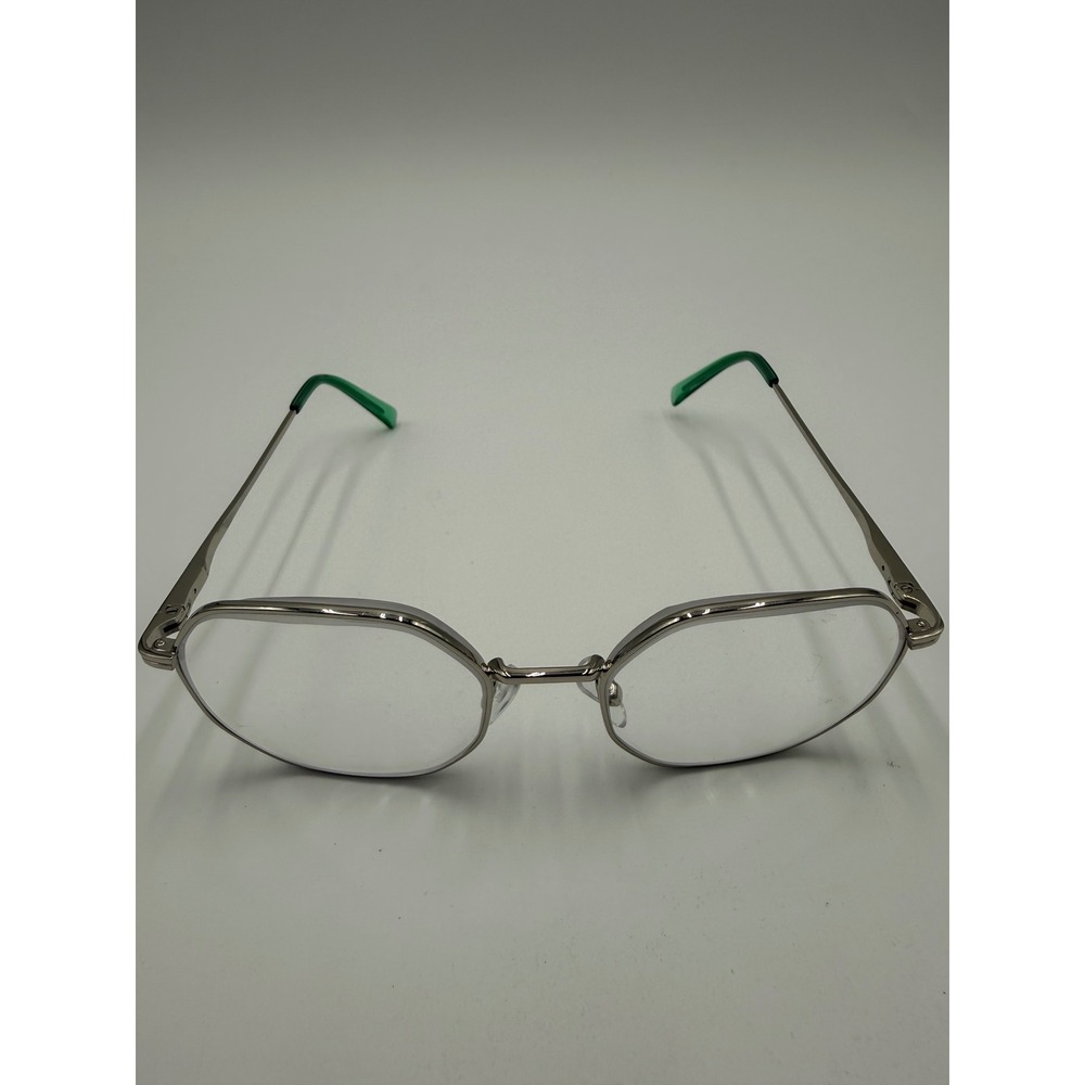 Success Eyeglass Frames Unisex Silver Green Excellent Geometric Hexagon SS-399
